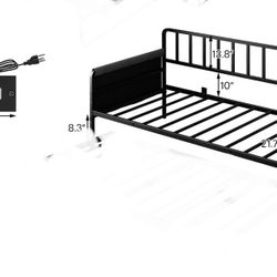 LIKIMIO New Twin Daybed, Features a Headboard, Charging Station & LED Light, Sturdy Metal Sofa Bed Frame