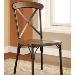 Elm And Broze Metal Dinning Chairs Set Of 2