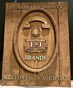 Vintage E&J Brandy Foam Barrel Sign - 23"x17" Bar Decor