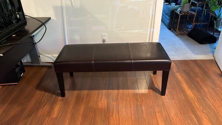 Crate & Barrel brown leather bench