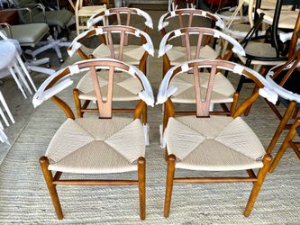 Set 6 Walnut Wishbone Dining Chairs, solid wood