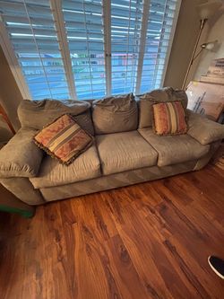 2 sofas plus loveseat tan