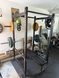 Titan Fitness X-3 Rack With Weights, Bar And Bench