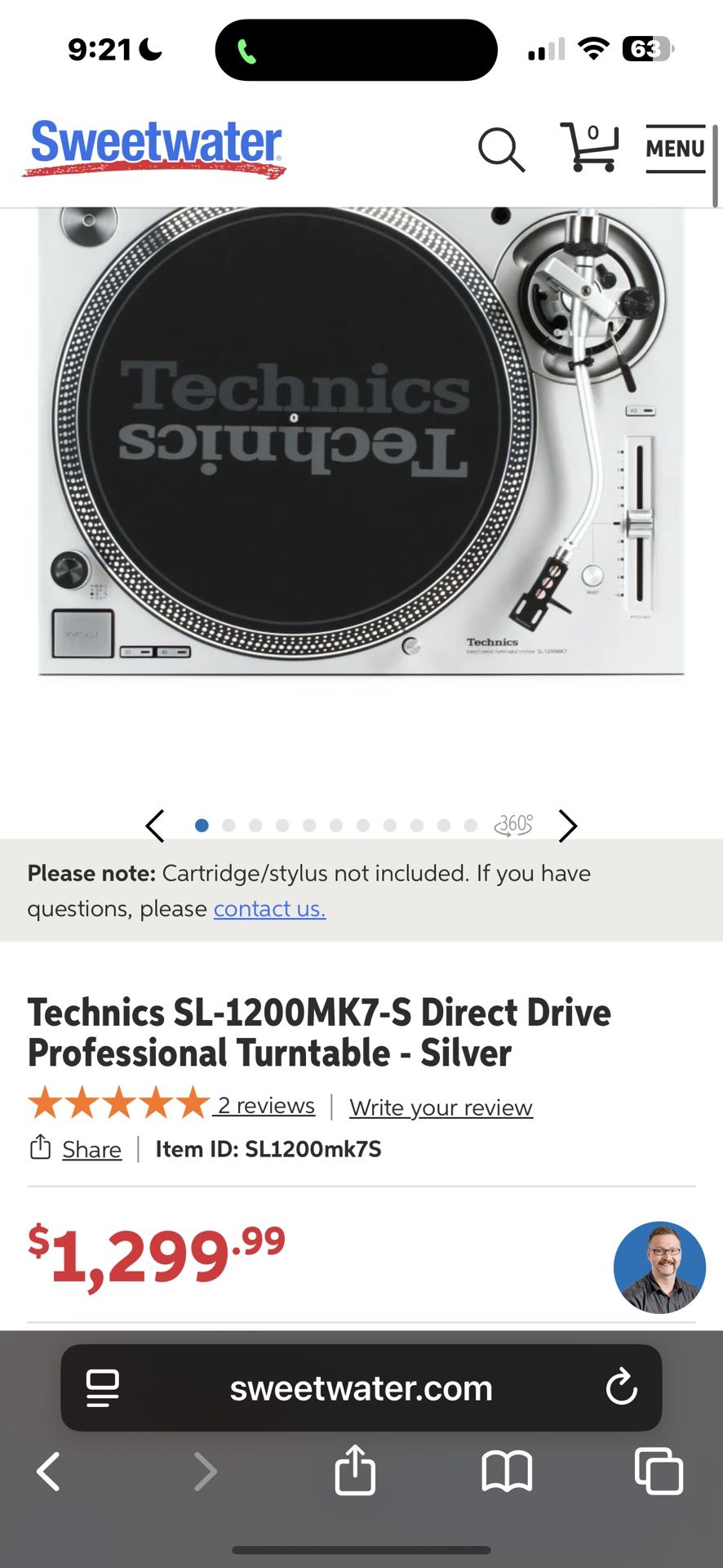Technics SL-1200MK7-S Direct Drive Professional Turntable