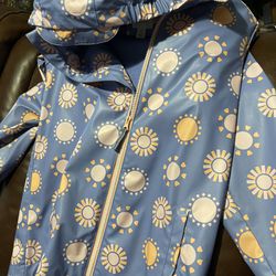 Kids Zipper Rain-coat Lavender Sun Floral Pattern