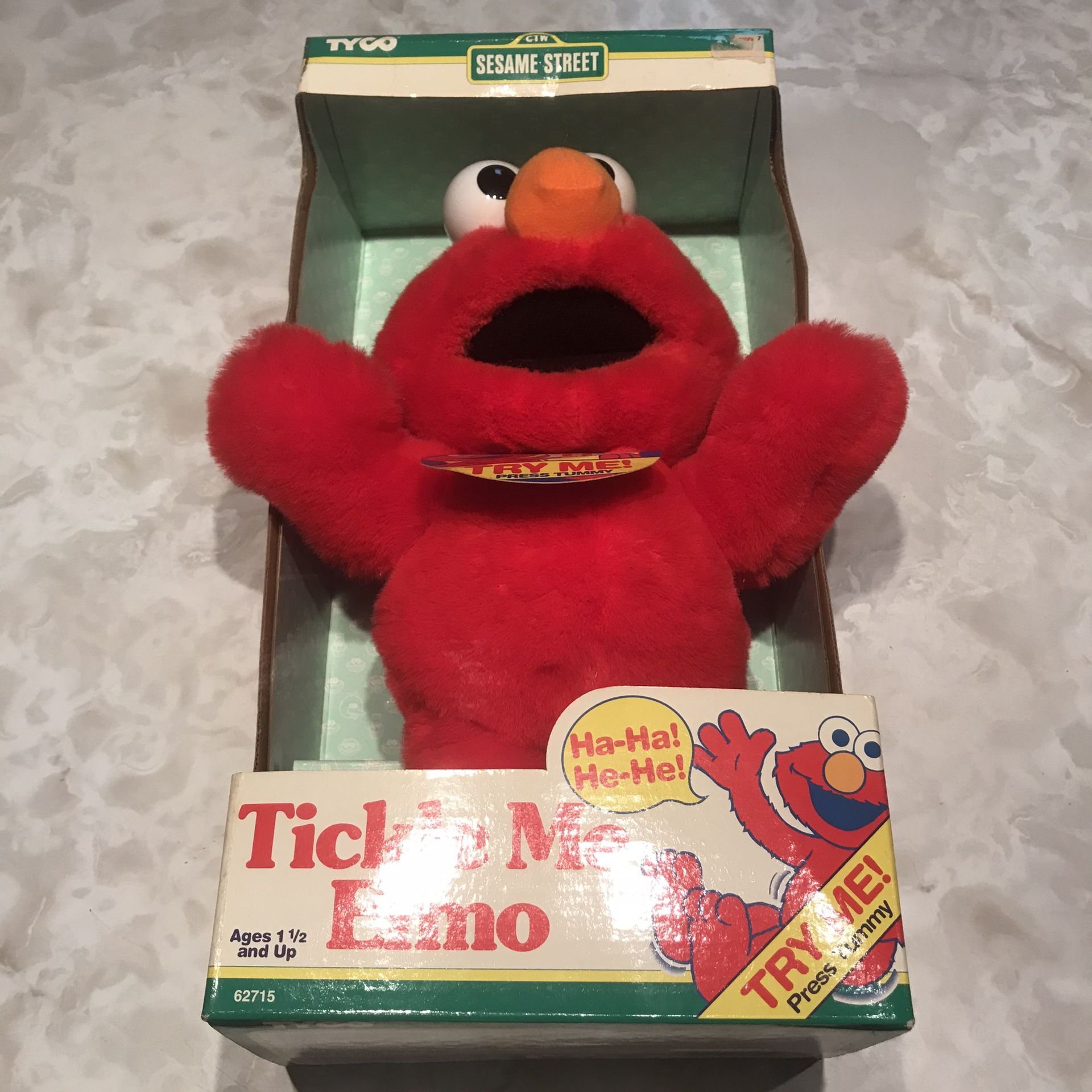 Vintage Tickle Me Elmo Doll 1996 Sesame Street New In Box Works