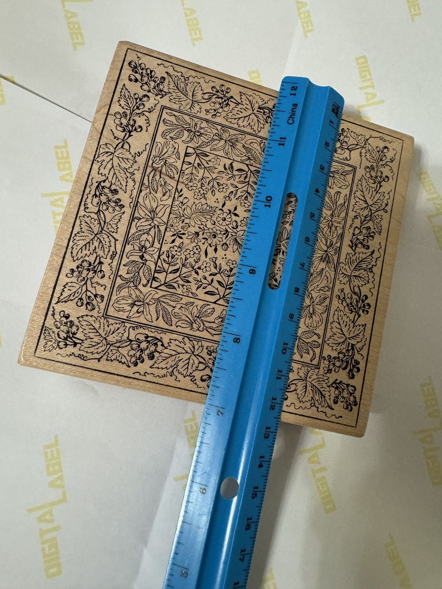 Magenta Floral X-Large Flower Vines Leaves Rubber Stamps 26016R Square New