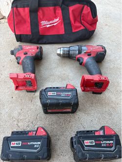 Milwaukee M18 fuel brushless 1/2” hammer drill and 1/4” hydraulic driver
