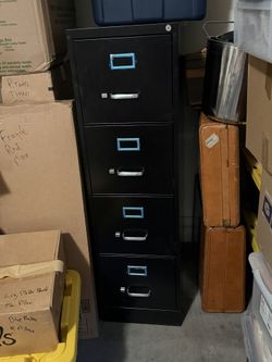 File Cabinet Uline Black Metal 4 Drawers W/ Keys