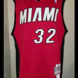Shaquille O’Neal Size (2XL) 2X-Large  Red #32 Miami Heat Mitchell Ness Hardwood Classic Jersey NBA Basketball Shaq