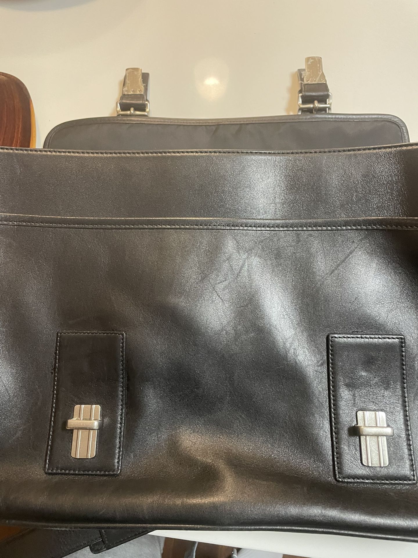 Black coach leather Briefcase With strap