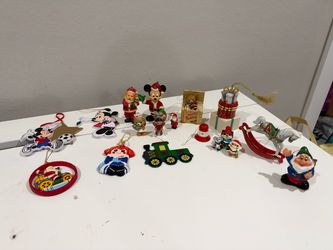 ALL 10 $ Vintage Christmas Ornament Lot – Disney Mickey, Santa, Rocking Horse & More