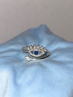 Silver Plated Cubic Zirconia Evil Eye Ring