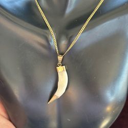 14k gold coyote fang pendant