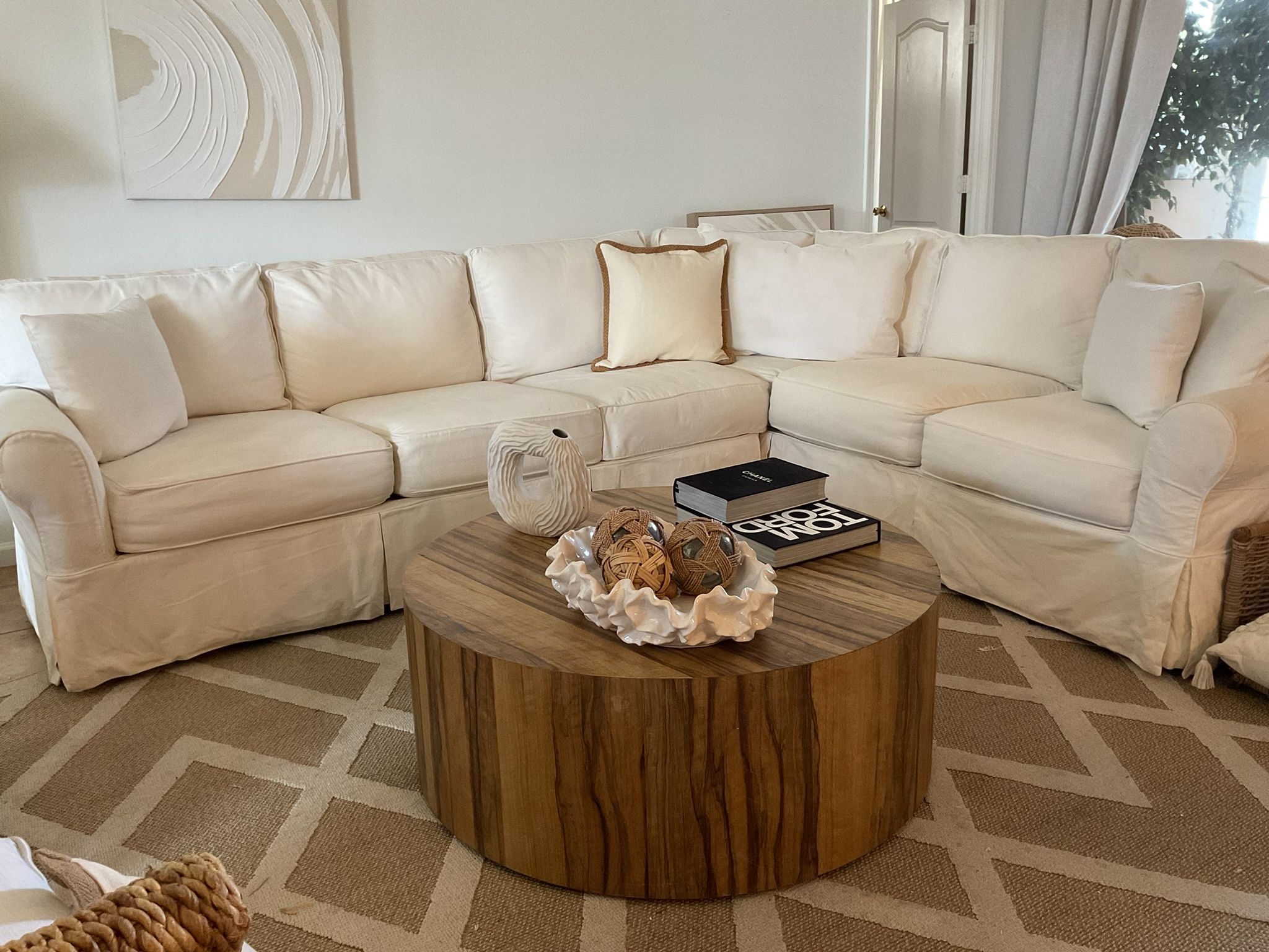 White 2 Piece Sectional With Removable Slipcovers