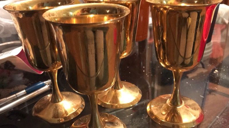 Set of 4 Elvis Presley 24 plated gold goblets with TLC CLUB engraved
