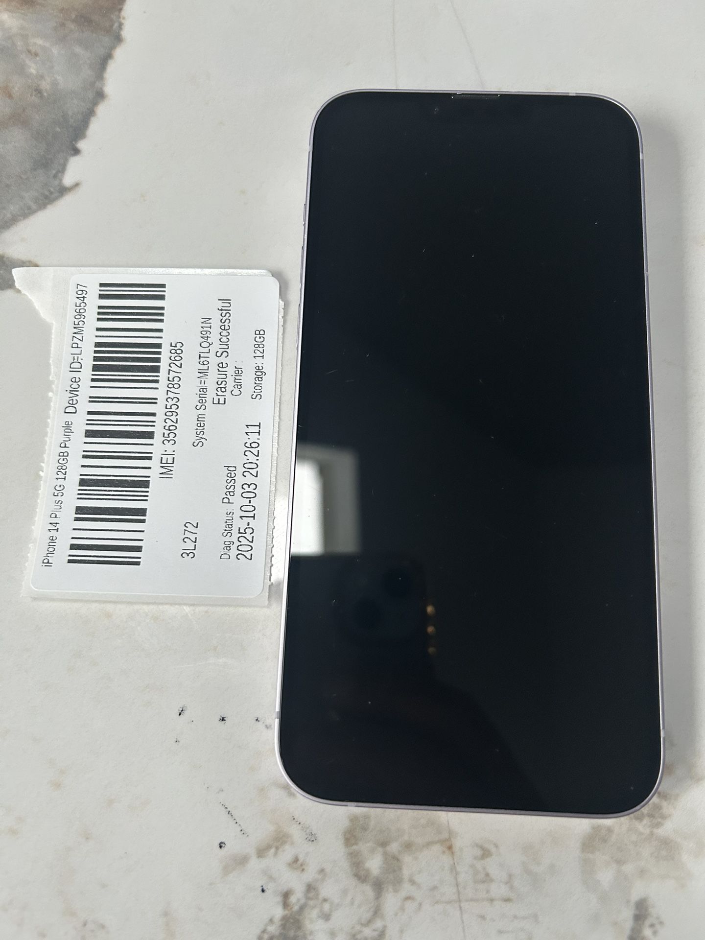 iPhone 14 Plus 128GB Purple US reseller flex(unlocked , will first activate to any US carrier then locked to that carrier and can’t guarantee that it 