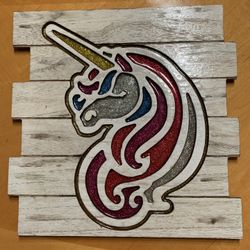 Unicorn Wall Art Colorful unicorn design on wooden slats. Pick up Coral Springs 33071