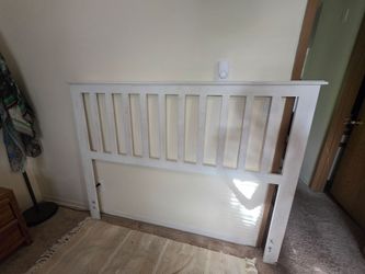Queen White Wooden Headboard