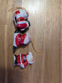 (S6) Vintage Ceramic Santa Claus Ornaments - Set of 3