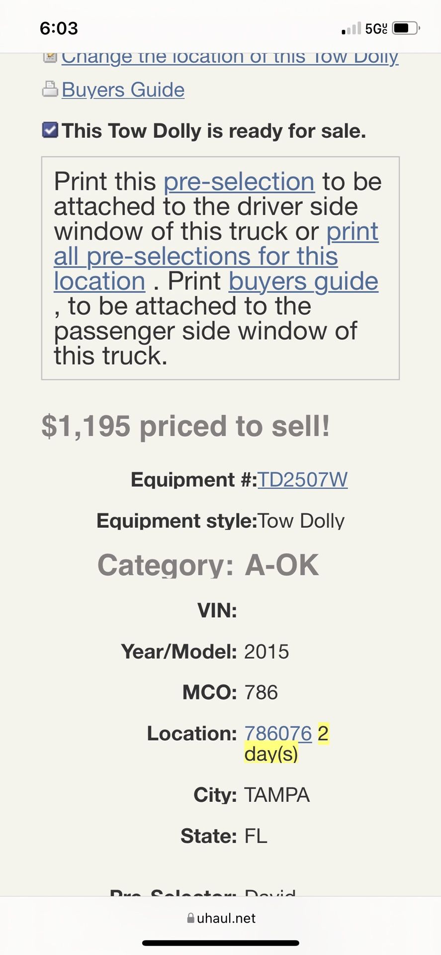 Tow Dolly for Sale in Tampa, FL OfferUp