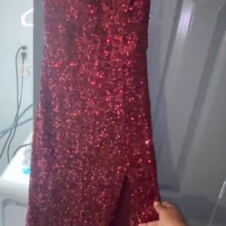 Red Bedazzled Prom dress