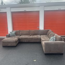 Brown Wraparound Down Feather Sectional (Free Delivery)