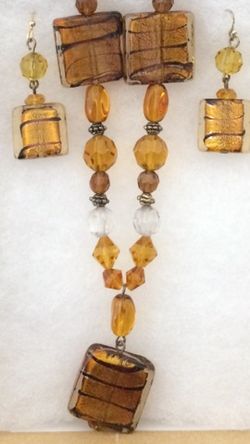 Amber Necklace/Earring Set w/ gift box