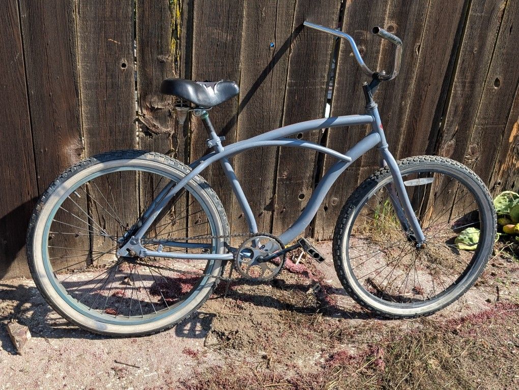 Retro Style Cruiser Bike Matte Gray Coaster Brake 26" AS-IS Needs Seat & Grips