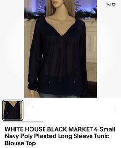 White House Black Market- Navy Blouse Chiffon Fabric