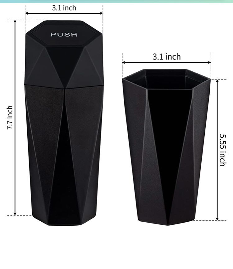 New Car Trash Can with Lid, Diamond Design Small Portable Trash Can