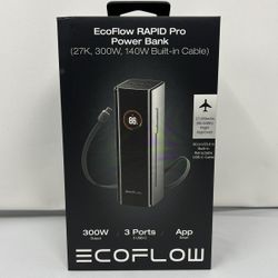 ECOFLOW Rapid Pro Power Bank (27650mAh, 300W, 140W Built-in Cable) Portable Charger