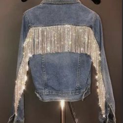 Super Cute And Flirty Fringe Denim Jacket  