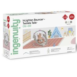 Ingenuity InLighten Twinkle Tails Baby Bouncer - New in Box - Vibrating, Toy Bar, Pillow