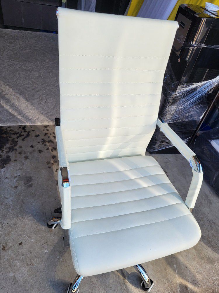 White Leather Office Designer Chair