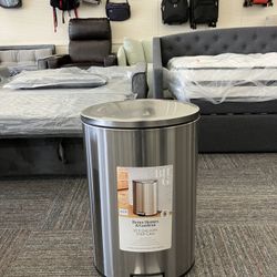 Trash Can, 10.5 Gallon Stainless Steel Oval Step Garbage Bin with Soft Close Lid, Silver, New