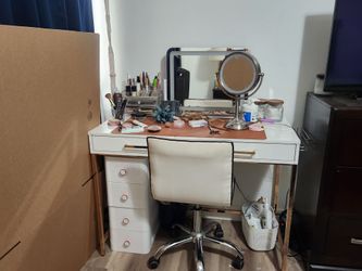 Vanity with LED mirror