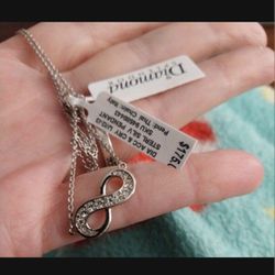 Brand New Sterling Silver Crystal & Diamond Accent Infinity Pendant Necklace, 18" - $175 Tags On Them Pics 6 Up Or Best Offer  Pick Up Only Fall River