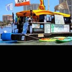 Party Food Boat 20ft Pontoon Bamboo Tiki Boat Commercial SS Grill 70hp Yamaha outboard Honda Generator 