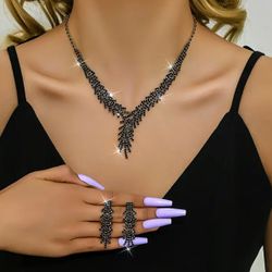 3 Piece Black Rhinestones Set