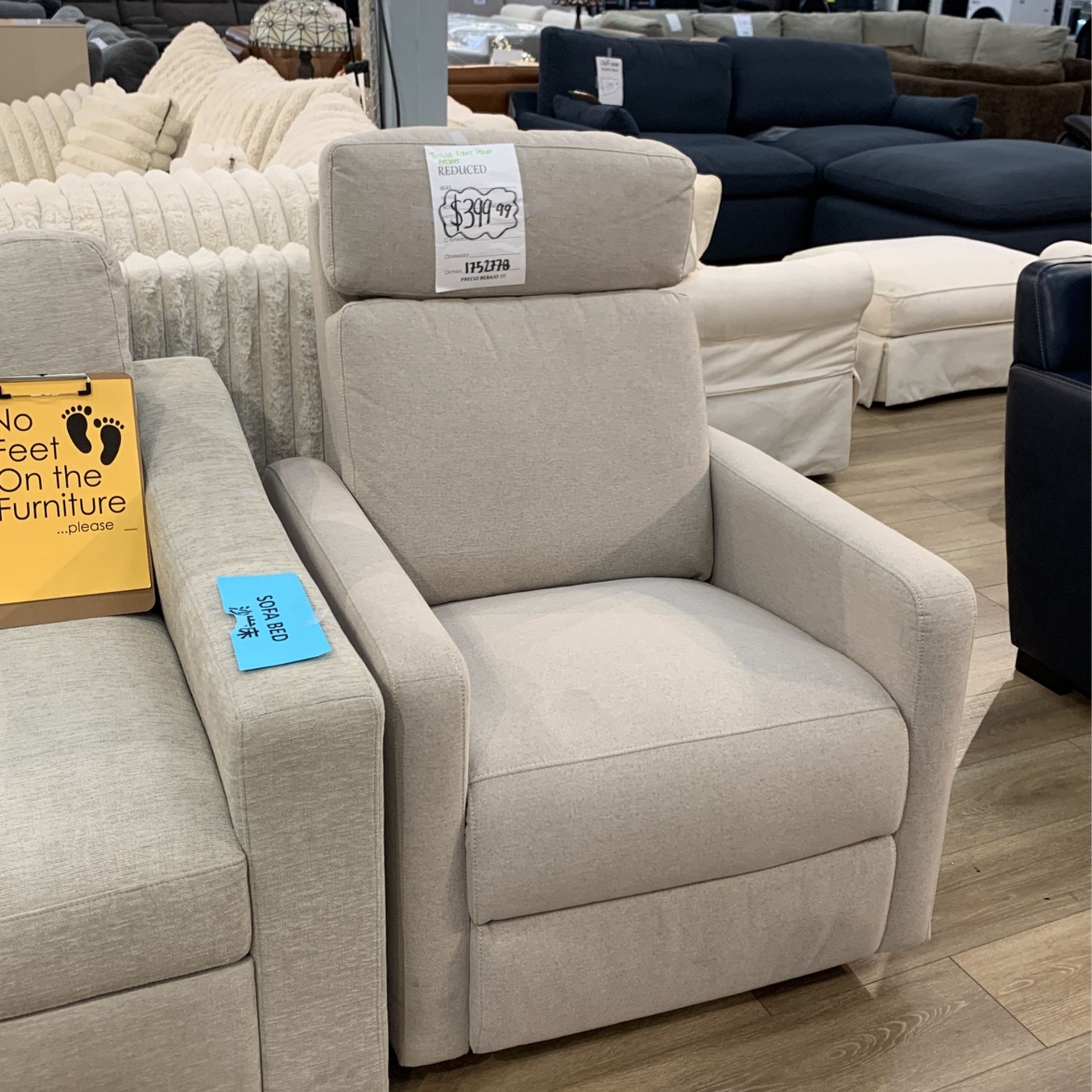 Gray Tallvia Fabric Power Recliner