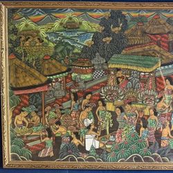 Vintage Hand painted Balinese Village Scene $299 obo w  