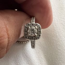 Womens 1/2 CT. T.W. Genuine White Diamond 10K White Gold Bridal Setting 