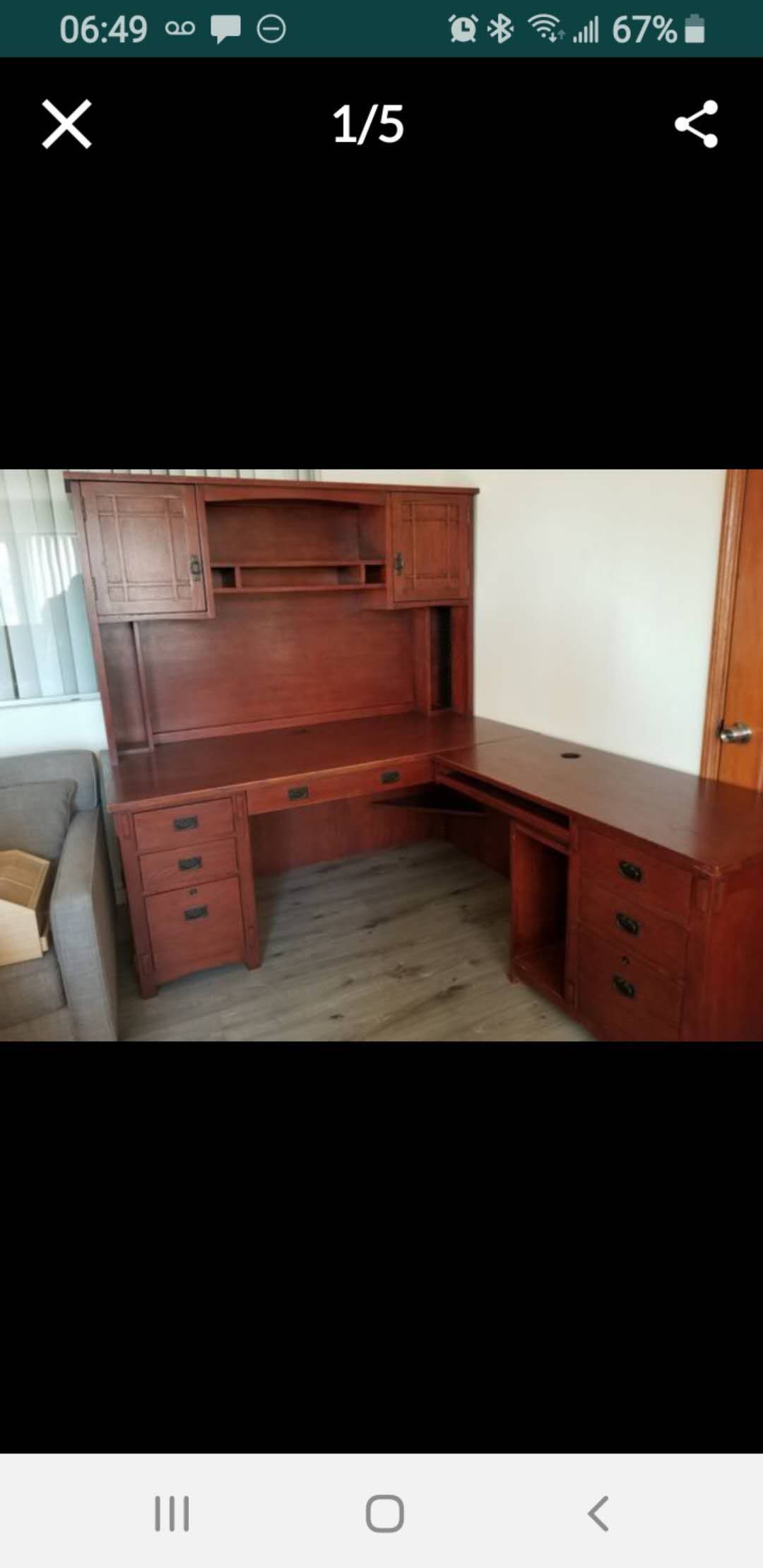 Solid wood office corner desk