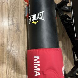 Everlast Omnistrike MMA 80 Pound Gym Boxing Punching Heavy Bag with Heavy Duty Nylon Straps and Double End Loop, Black