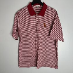 Peter Millar USC University Southern California Striped Polo Shirt Mens XL Red