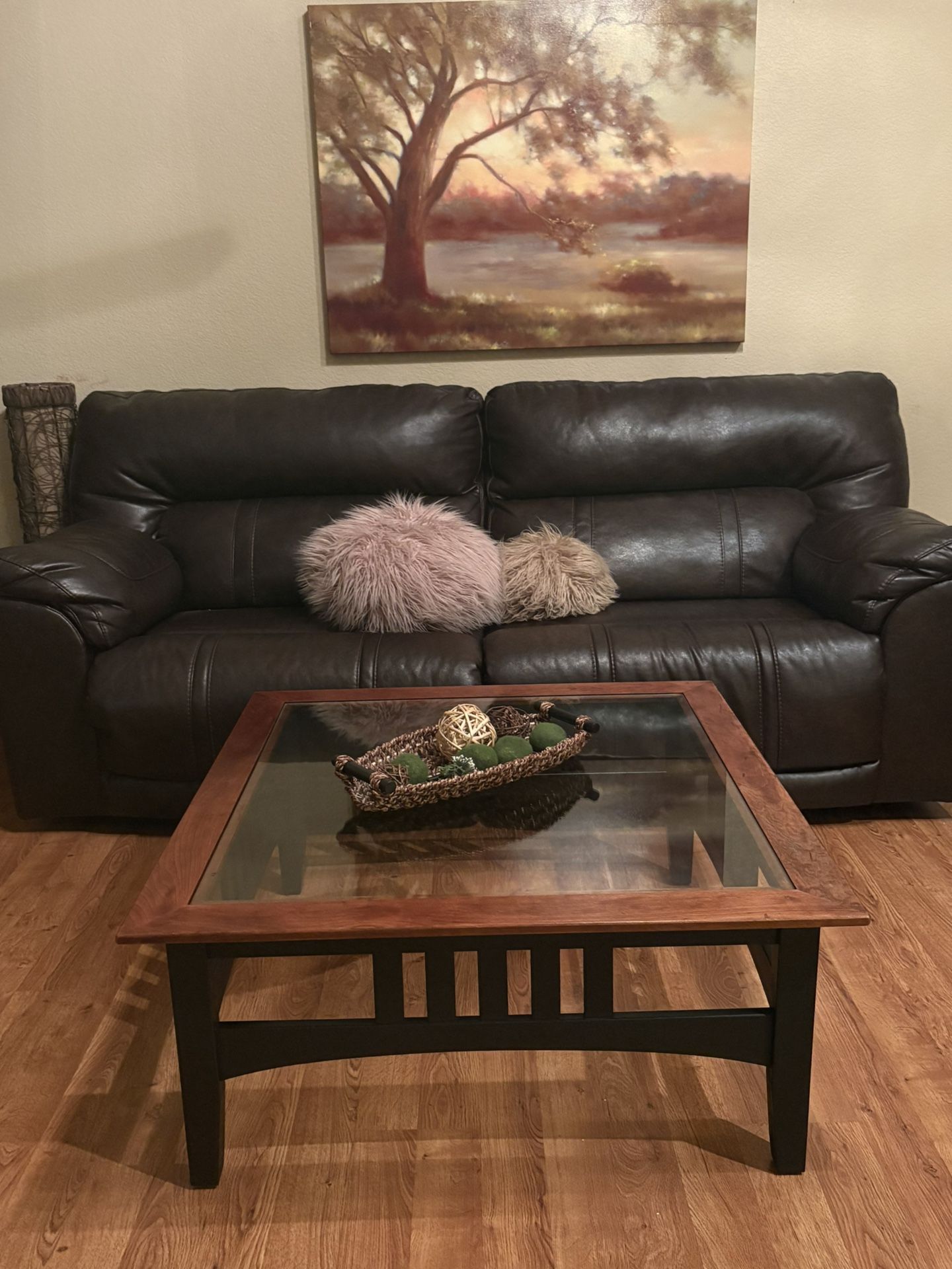 Ethan Allen Solid Wood & Glass Coffee Table
