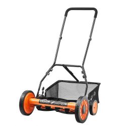 557*Push Reel Lawn Mower 18 inch, 5 Blades Manual Push Mower No Motor, 1.37-2.44 in Adjustable Cutting Height, Walk-Behind Lawn Mowers with Grass Catc