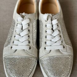Christian Louboutin Vieira Strass Flat Lune Grey Crystal Low Top Sneaker