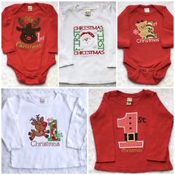 New Baby Christmas Embroidery and Appliqué Shirts and Bodysuits $10 each